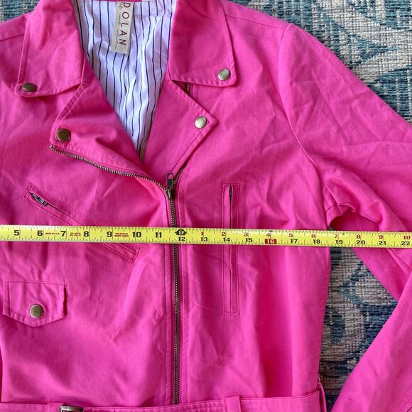 Dolan Left Coast Women's Pink Linen Blend Moto Jacket - Size L - Picture 8 of 8